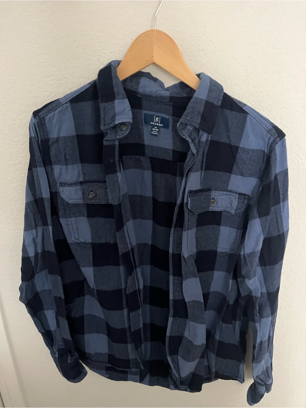George Blue & Black Plaid Flannel Shirt